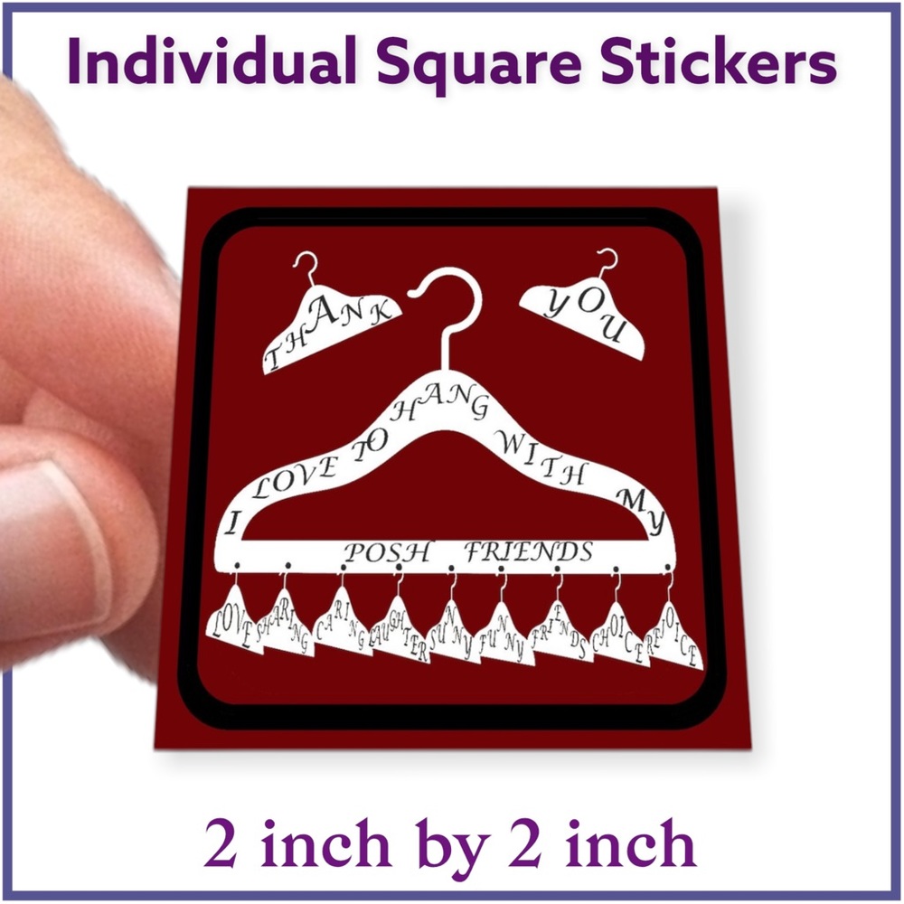 200 (2x2 Inch) Square Stickers, Posh Hanger High Gloss, Thank You